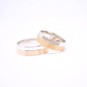 WEDDING RINGS WHITE AND RED GOLD / DIAMONDS